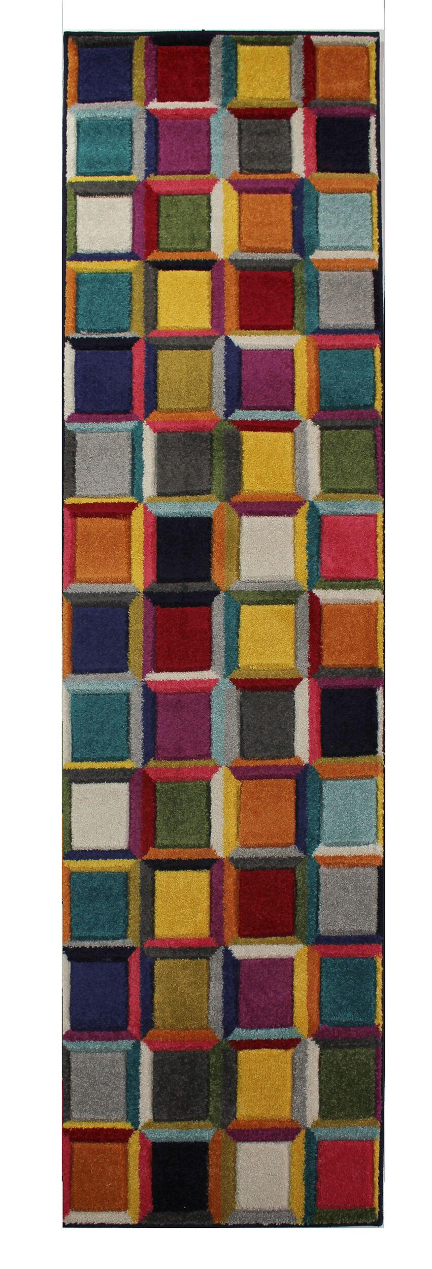 TEPPICH Geo-Muster Bunt mit Jute-Rücken MEON JOE, Multi 66x300 cm - Multicolor, Textil (66/300cm) - KADIMA DESIGN