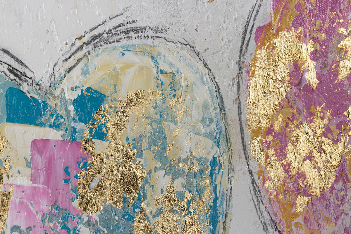 ÖLGEMÄLDE 150/50 cm - Türkis/Pink, Holz/Textil (150/50cm) - KUNSTLOFT