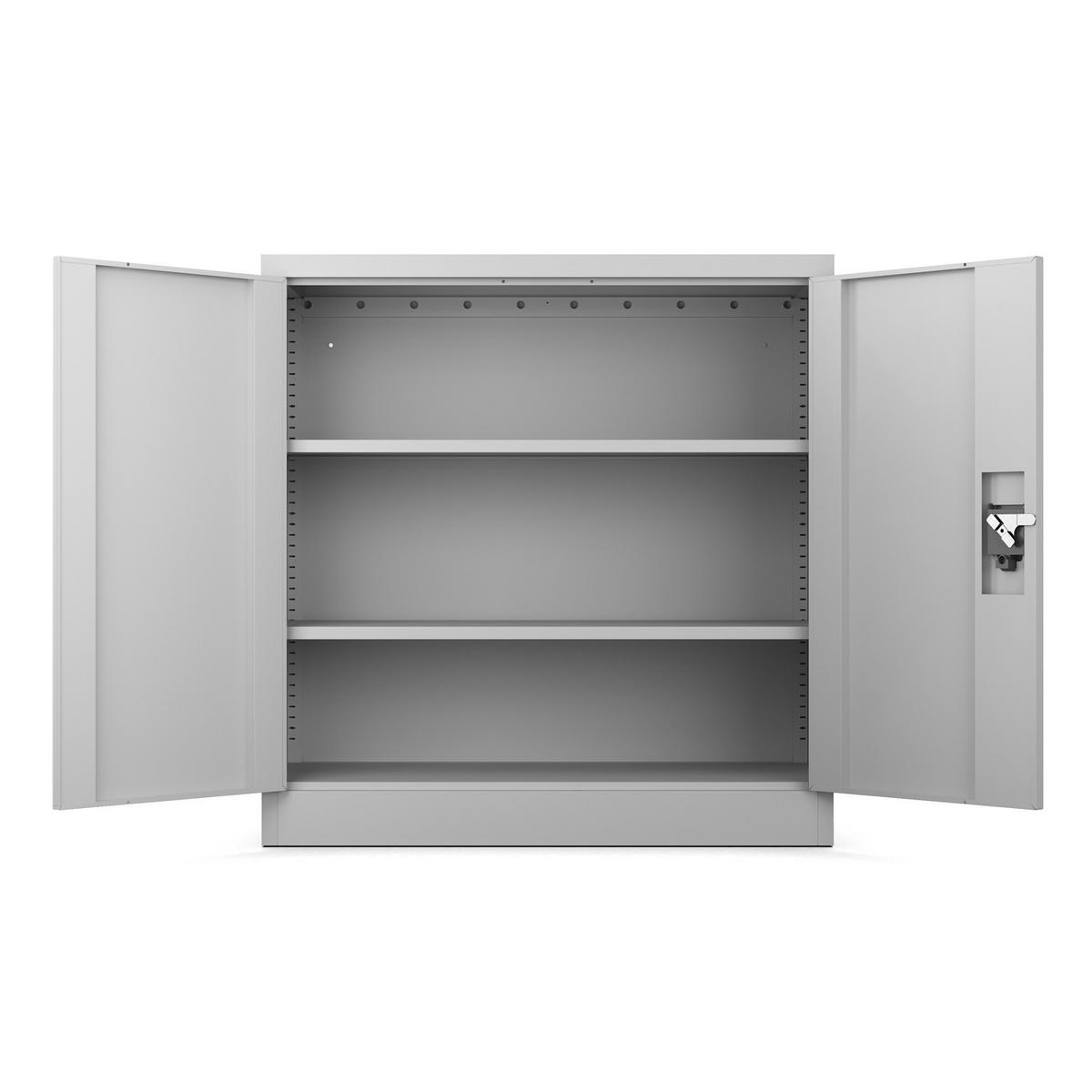 AKTENSCHRANK 2-türig mit 2 Einlegeböden Hellgrau Stahl 90x90x40cm - Hellgrau, Metall (90/90/40cm) - Muralo