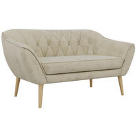 2-SITZER-SOFA PIRS - Beige Velvet - Holzbeine - Beige/Buchefarben, Holzwerkstoff/Textil (140/75/74cm) - MKS