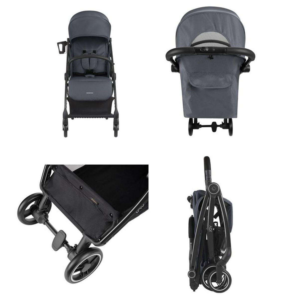 BUGGY Joy dunkelgrau bis 22 kg, Rückenlehne verstellbar, faltbar - Grau, Metall (68/46/105cm) - Kikka boo