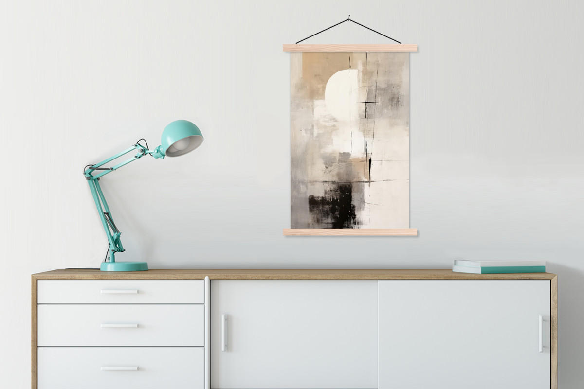 POSTER Abstrakt - Kunst - Grau 60x90 cm - Hellgrau, Textil (60/90/0.15cm) - MuchoWow