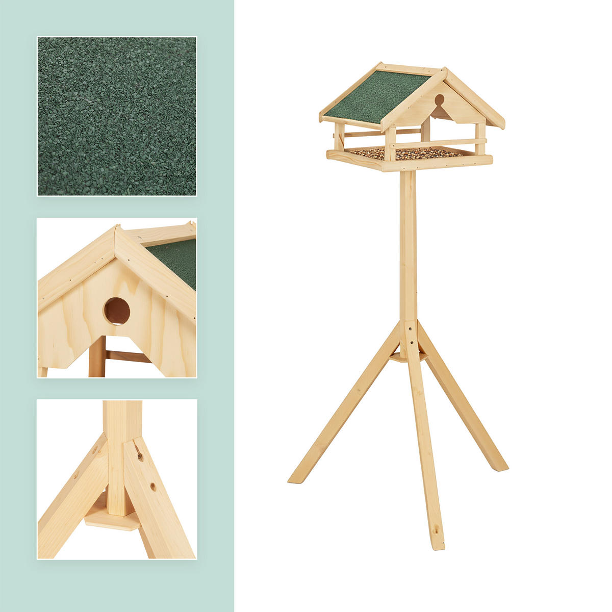 VOGELFUTTERHAUS - Hellbraun, Holz (37/120/37.5cm) - Relaxdays