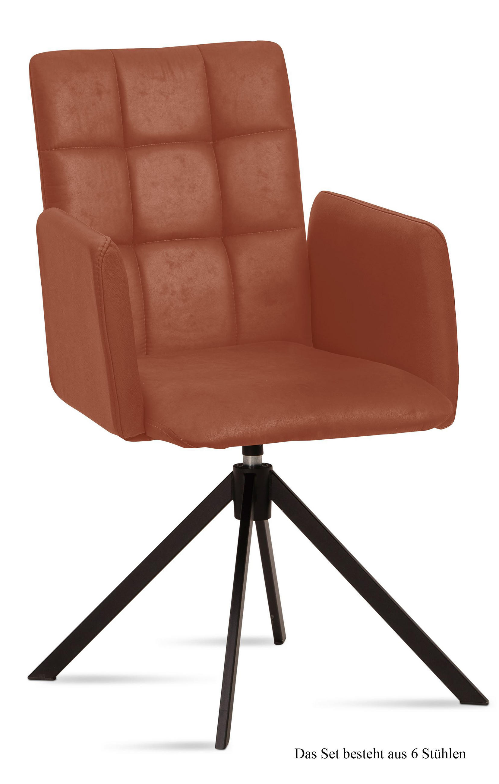 ARMLEHNSTUHL drehbar (6er-Set) Deeann 52x91x60 Schwarz/Cognac - Cognac/Schwarz, Kunststoff (60/91/52cm) - 58aufmkessel