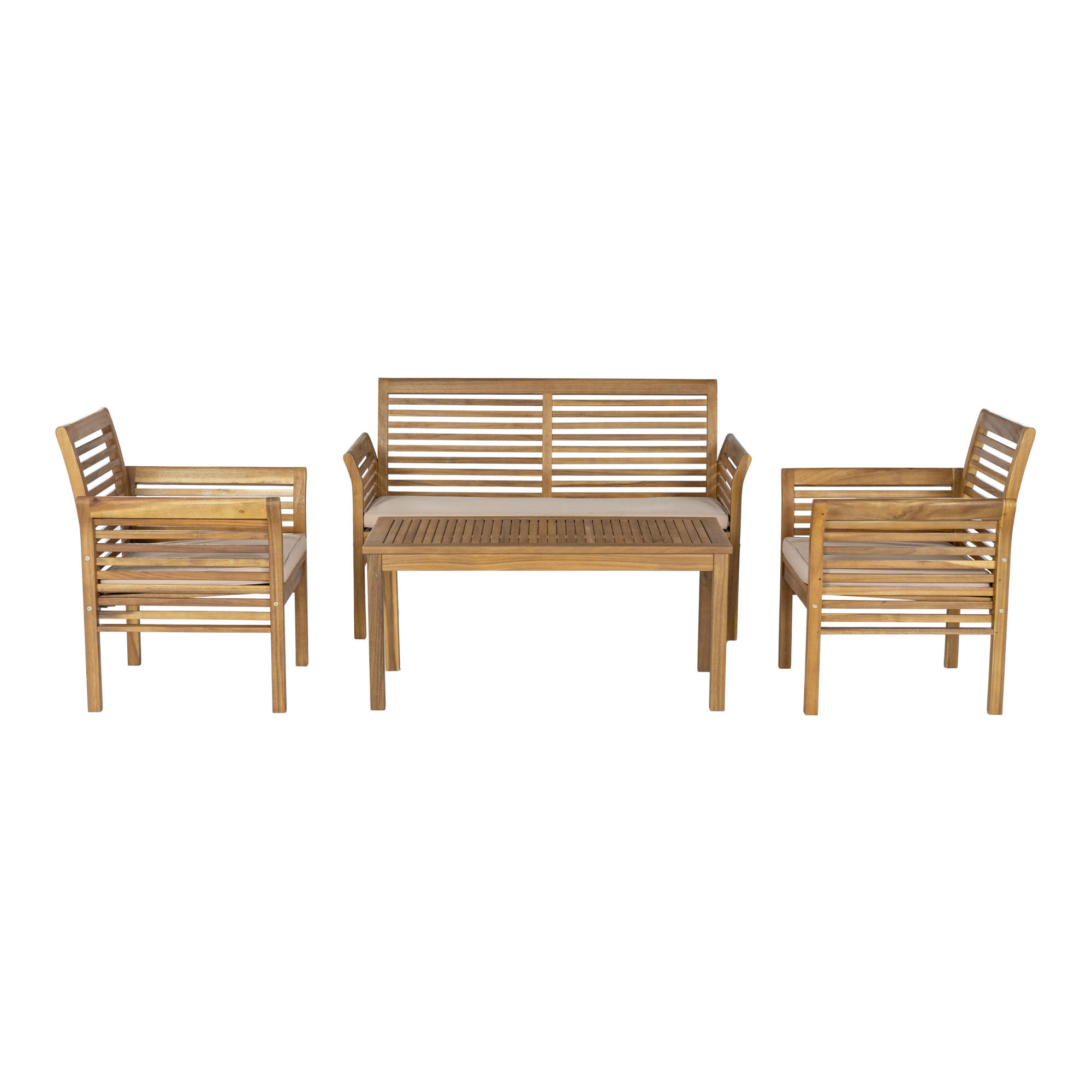 GARTENMÖBEL-SET Candela 4 TLG. - Beige/Akaziefarben, Holz/Textil - casa.pro