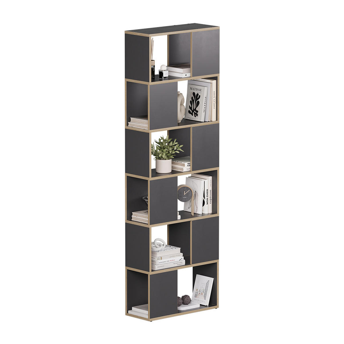 RAUMTEILER Eneos Anthrazit/Eiche 60 x 186 cm - Eichefarben/Anthrazit, Holzwerkstoff (60/186/24cm) - Vicco