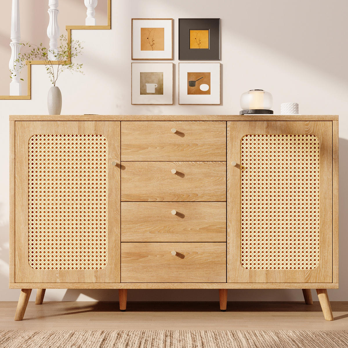 SIDEBOARD Helle Eiche 140/40/86 cm - Hellbraun, Holz (140/86/40cm) - PANGIVO