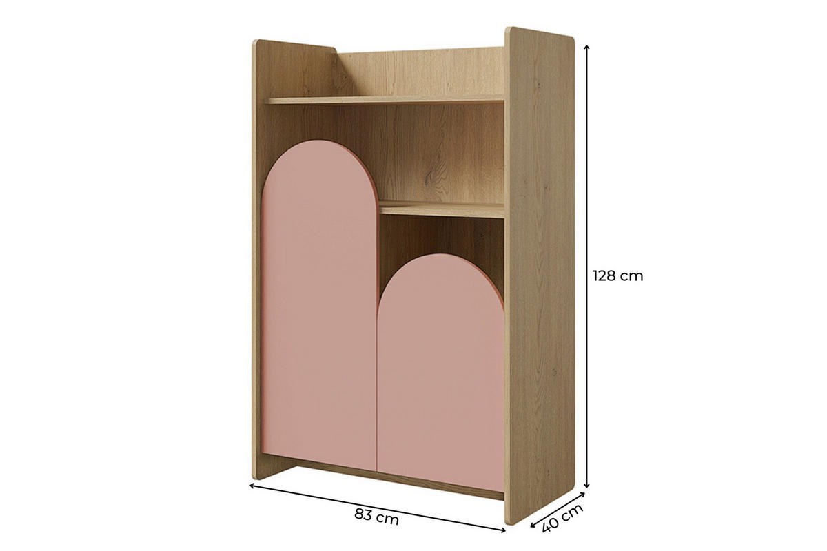 KINDERREGAL LEXO 08 83/128/40 cm in Eiche Cremona/Macadamia/Puderrosa - Eichefarben/Beige, Holzwerkstoff (83/128/40cm) - Deine Möbel 24