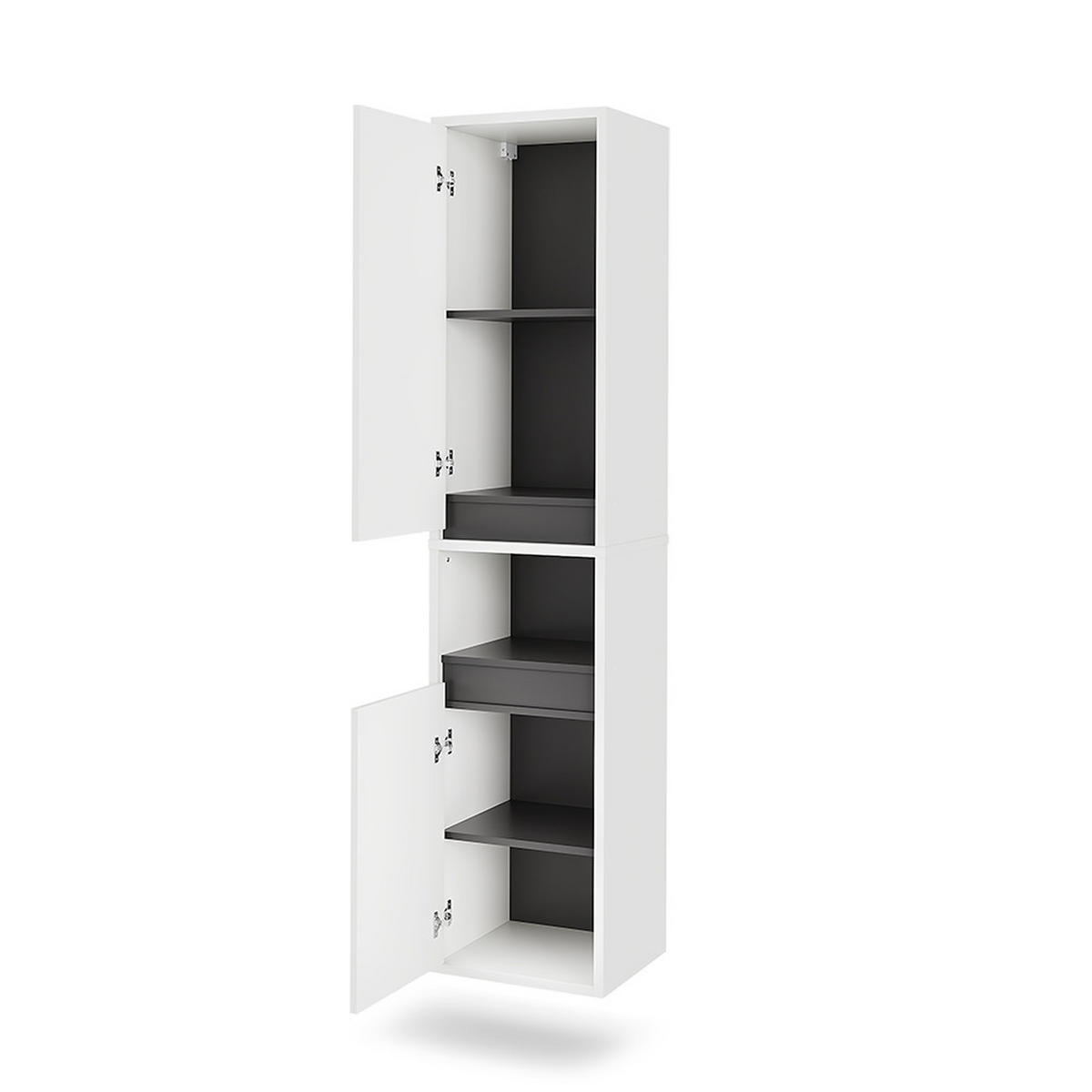 HOCHSCHRANK Viola Weiß/Grau 38 x 170 cm mit 2 Türen - Weiß/Grau, Holzwerkstoff (38/170/33cm) - Vicco