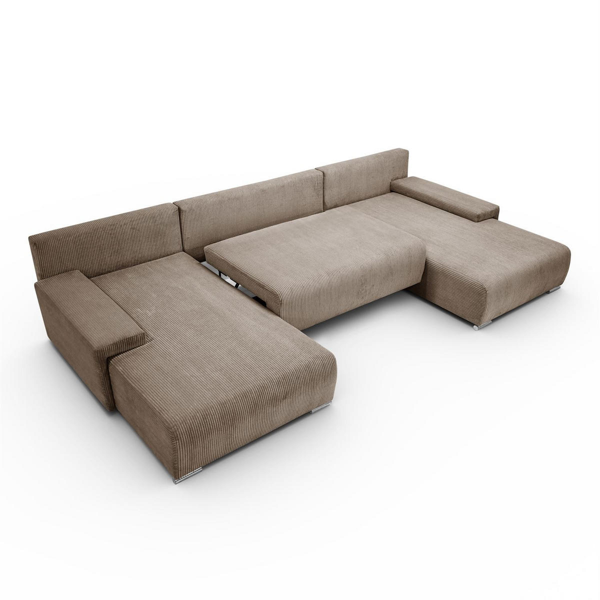 WOHNLANDSCHAFT LAVIO U mit Schlaffunktion und Bettkasten - Braun, Textil (348/93/188cm) - Lookway