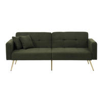 SCHLAFSOFA mit Bettfunktion und seitlichen Aufbewahrungstaschen Lammwolle Antikgrün 175/64/72 cm - Grün, Kunststoff (175/72/64cm) - OKWISH