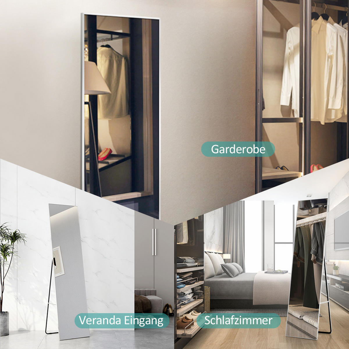 STANDSPIEGEL Wandmontage oder Freistehend Chromer Metallrahmen 160/40/2 cm - Silberfarben, Glas/Metall (40/160/160cm) - EMKE