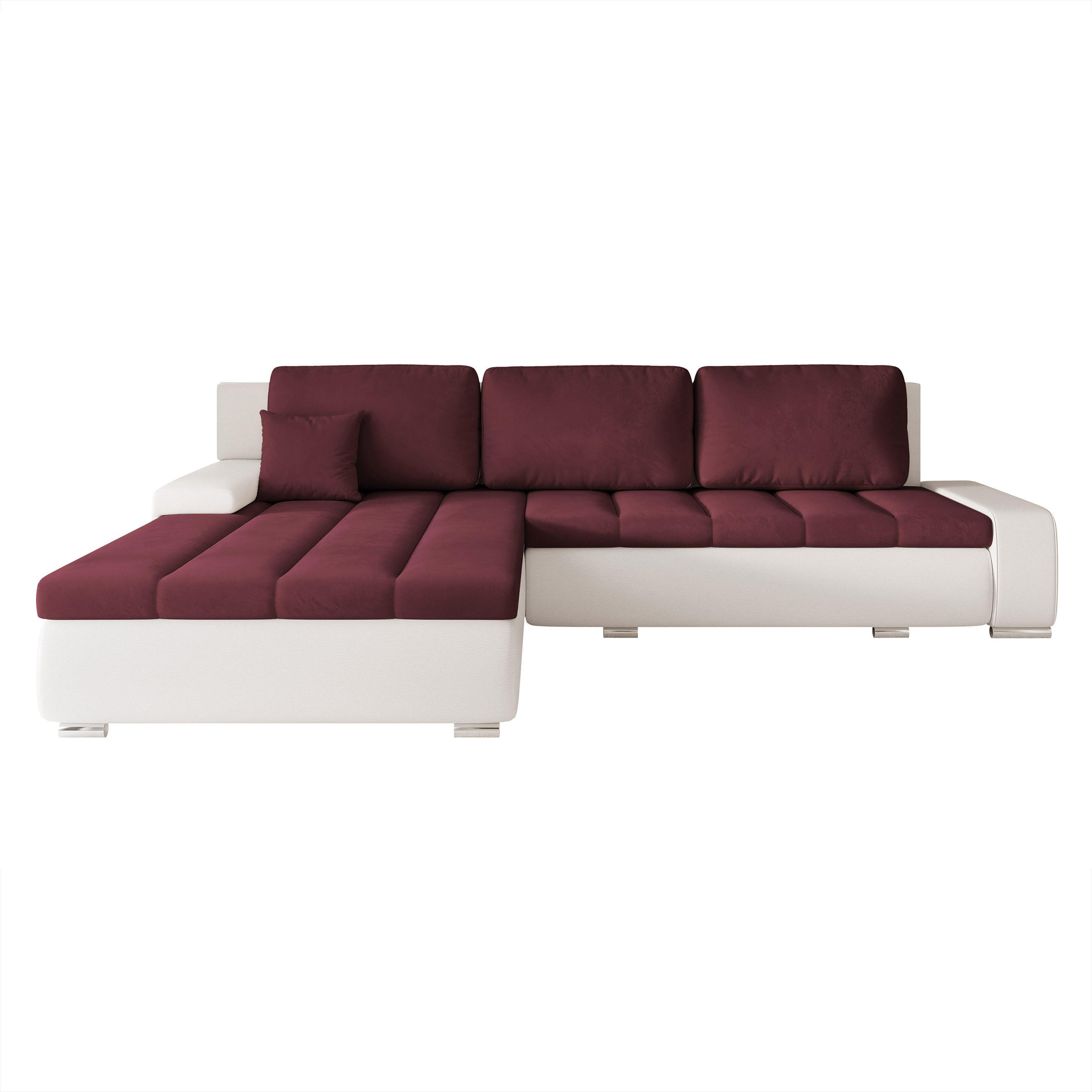 ECKSOFA VELANO mit Schlaffunktion und Bettkasten Creme/Rot - Rot, Holzwerkstoff/Kunststoff (250/90cm) - Idohome