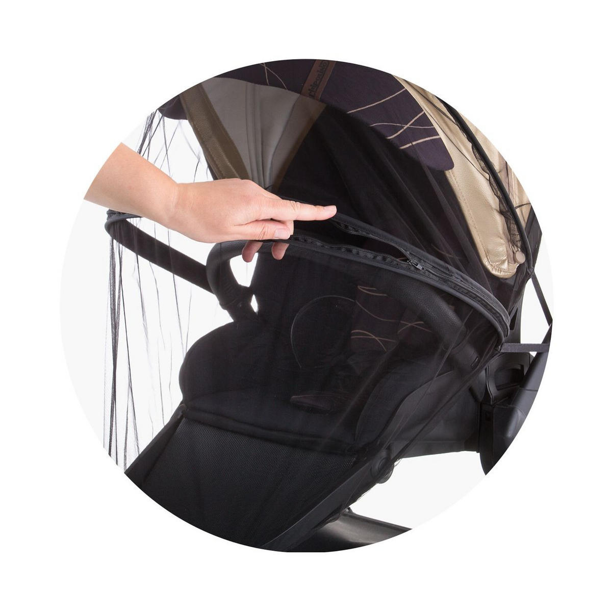 MOSKITONETZ Lux schwarz Insektenschutz, Kinderwagen, Buggy, Reißverschluss, universell passend - Schwarz, Textil - Chipolino