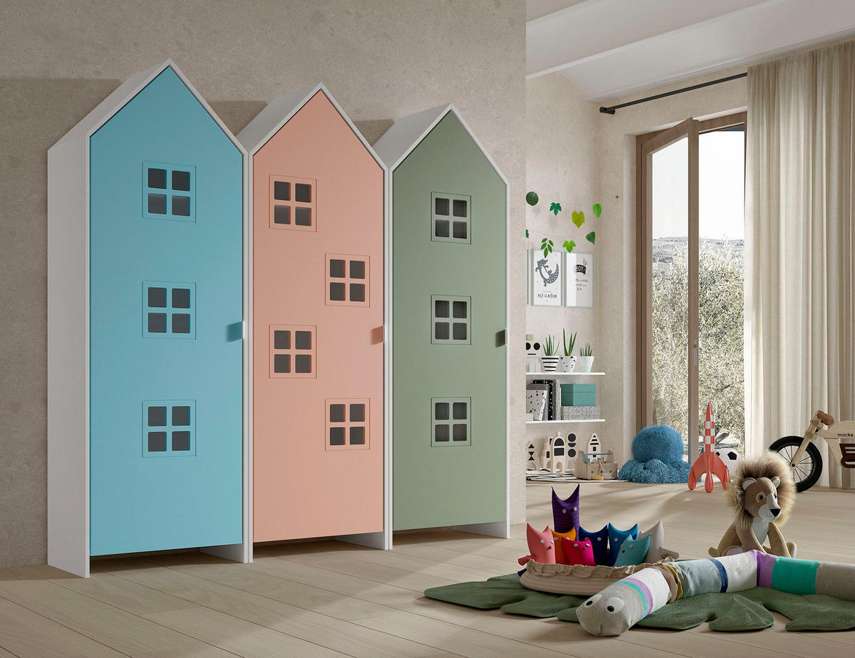 REGALSCHRANK Set Kania 173x37x171 MDF Weiß /Bunt - Blau/Pink, Holzwerkstoff (173/171/37cm) - 58aufmkessel