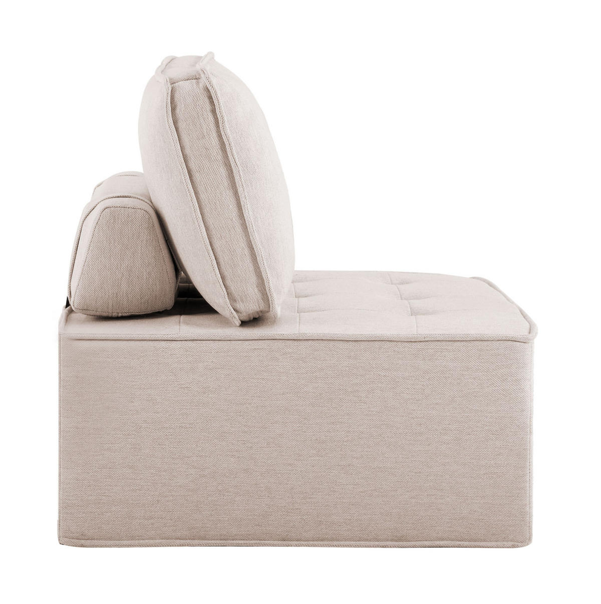 POLSTERSESSEL aus Leinenbezug in Beige – modular und platzsparend - Beige, Holzwerkstoff (81/81/81cm) - BEAOK