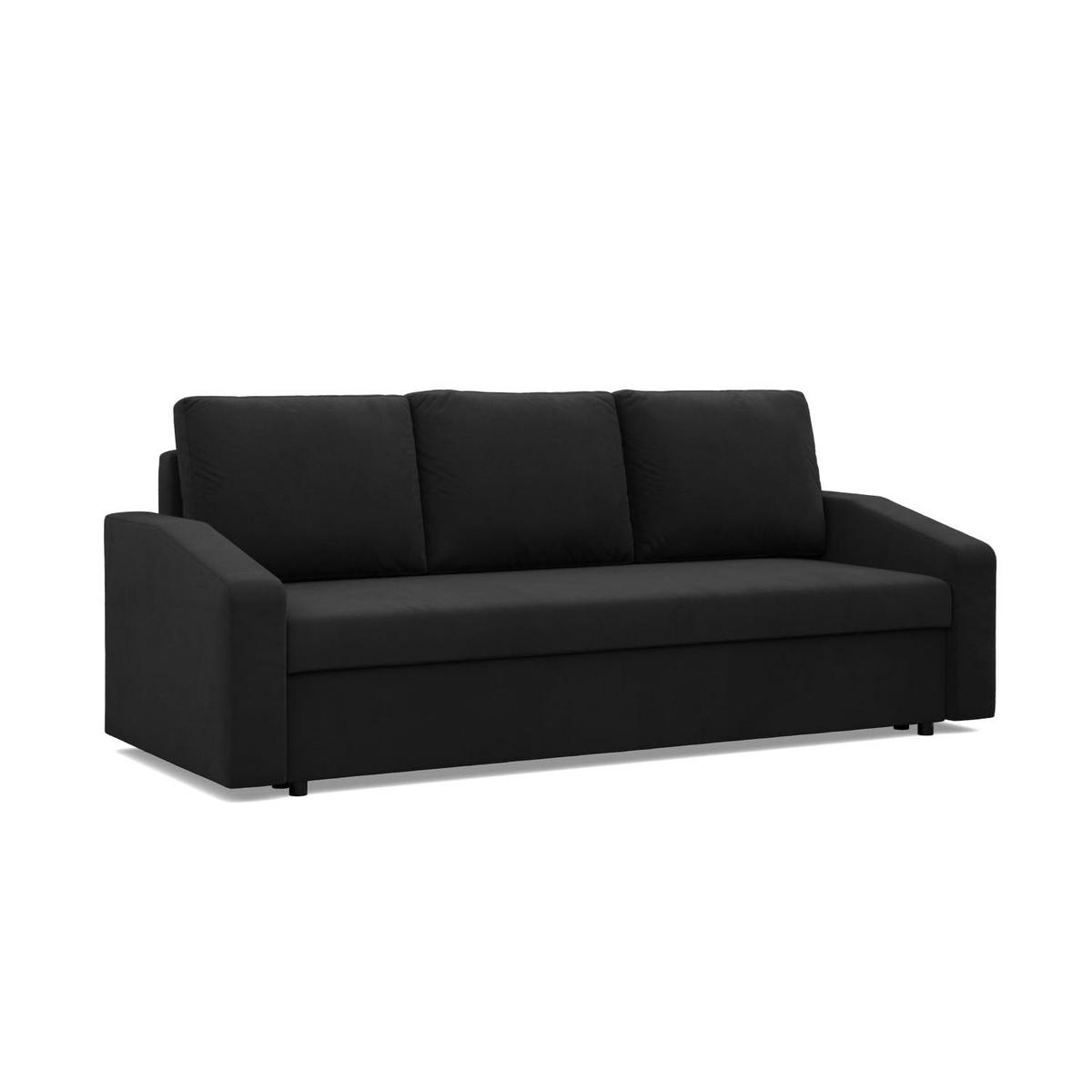 SOFA 3-SITZER MIT SCHLAFFUNKTION NEO, Schwarz - Schwarz, Textil (220/85/92cm) - Mebligo