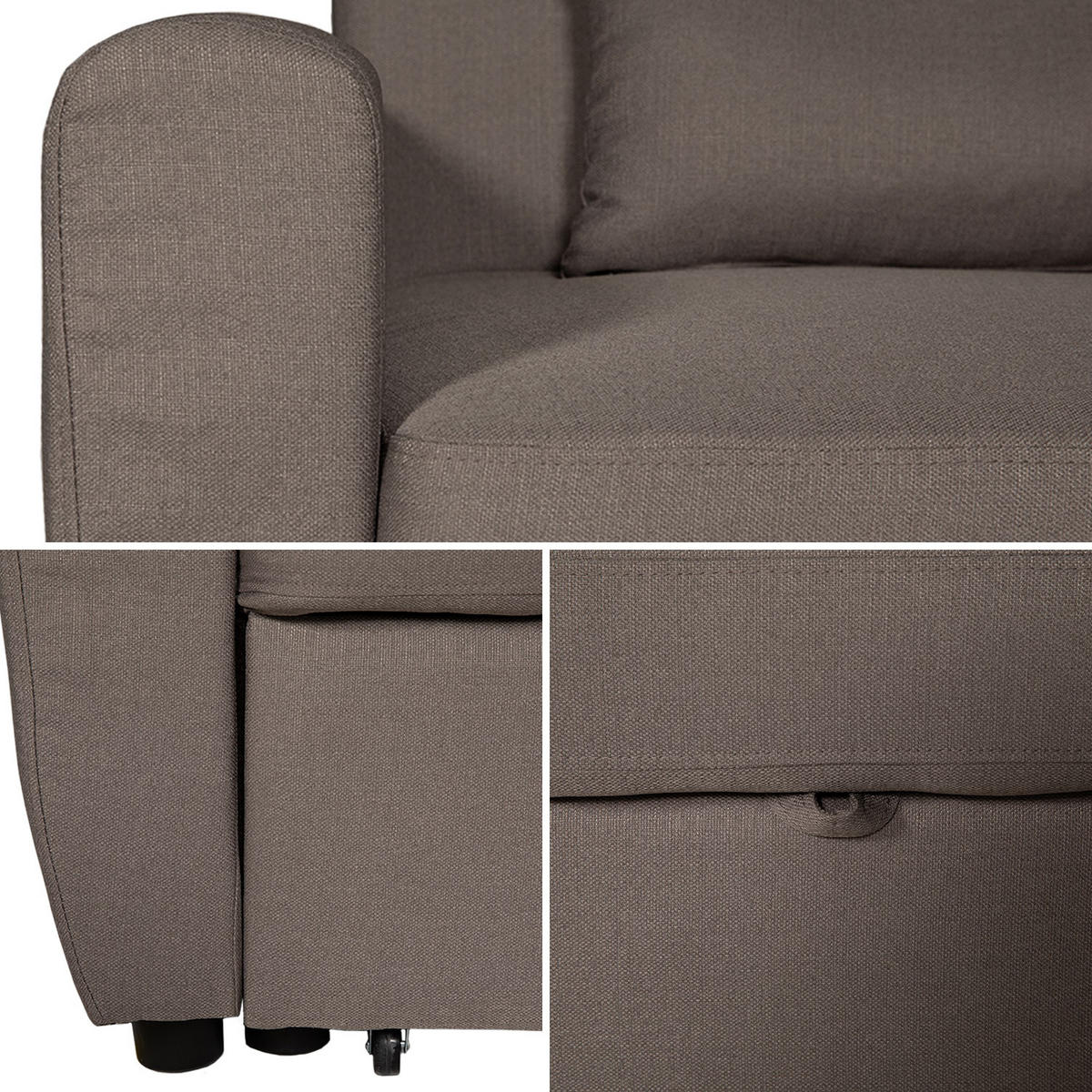 SCHLAFSOFA Matt Taupe 2 Plätze - Braun, Textil (93/85/169cm) - Happy Garden