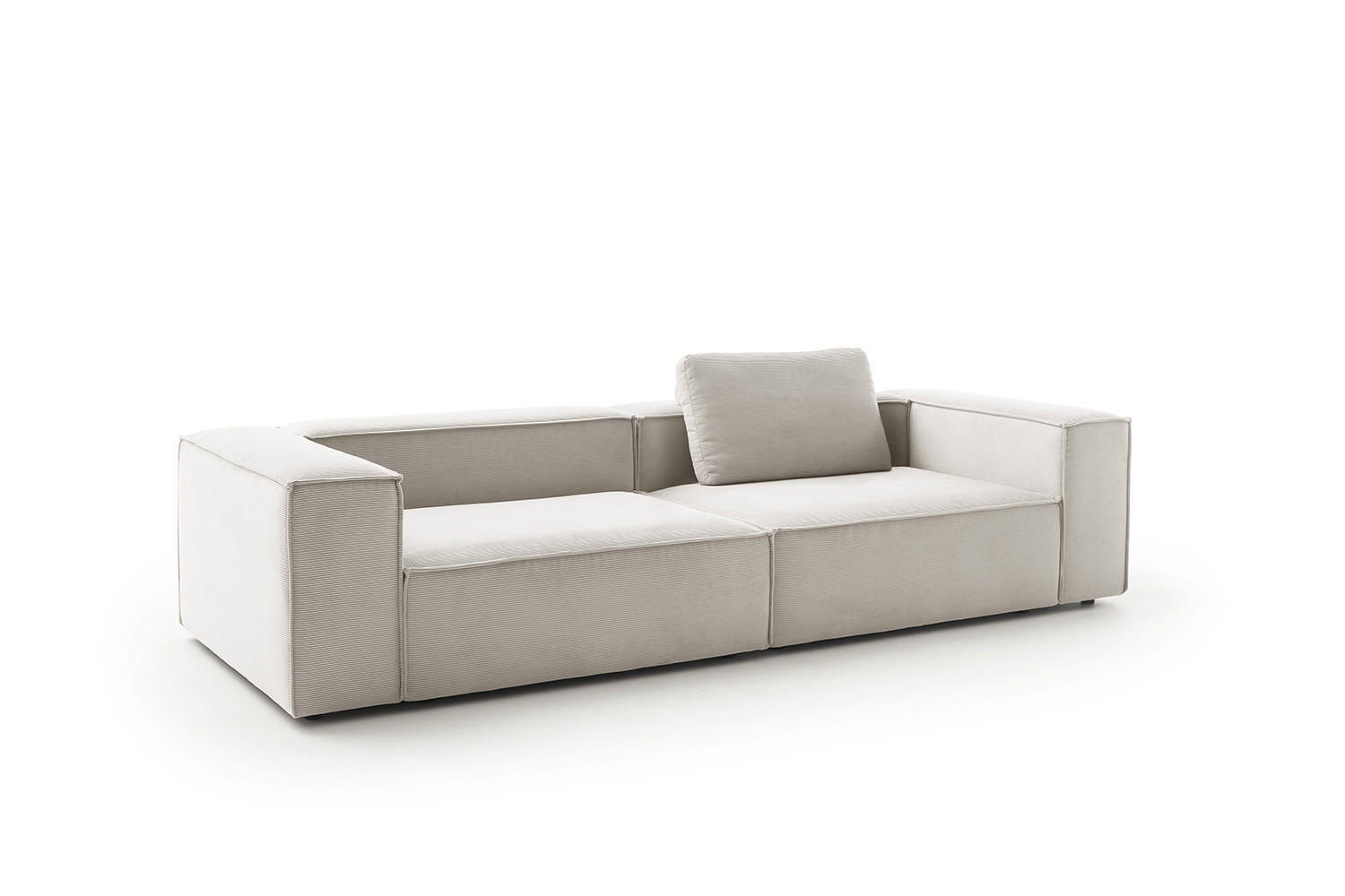 SOFA CARMO Silber Cord - Silberfarben/Schwarz, Kunststoff/Textil (306/68/118cm) - KAWOLA