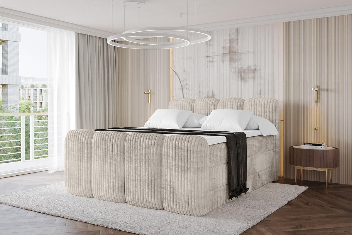 BOXBETT mit Matratze H3|H4 und Lattenrost - NINA-Z KING - 140x200 cm Tila - Creme - Creme, Holzwerkstoff (140/200cm)