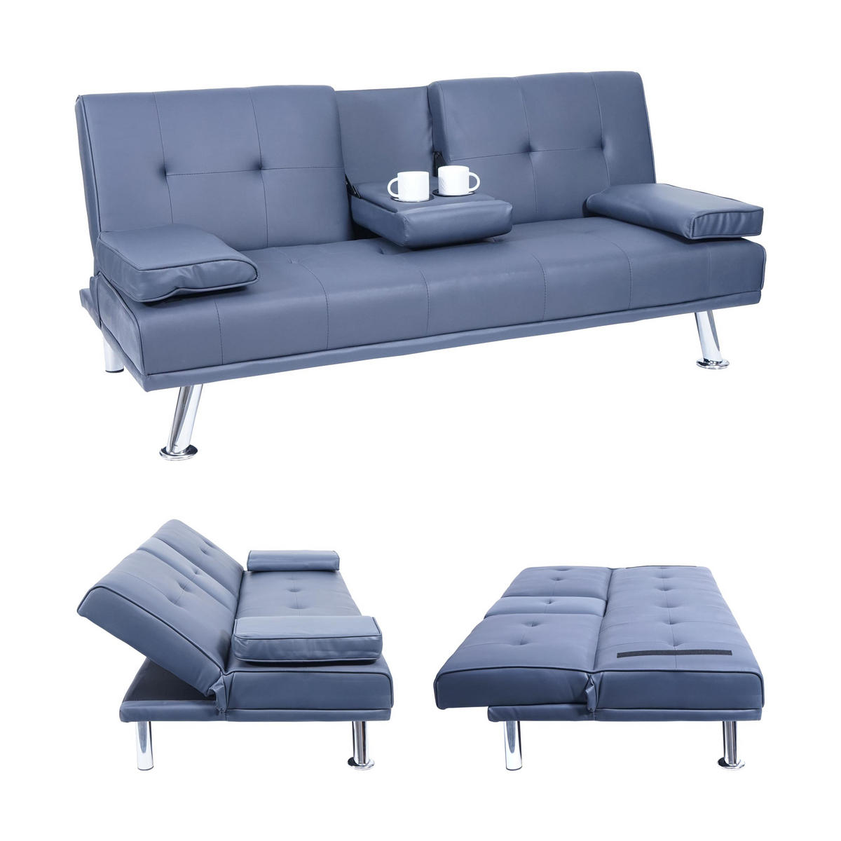 3ER-SOFA Blau - Blau, Textil (166/77/81cm) - MCW