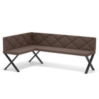 ECKBANK links VERO X Webstoff gesteppt, 128/168 cm Braun - Braun, Textil/Metall (128/168cm) - Idohome