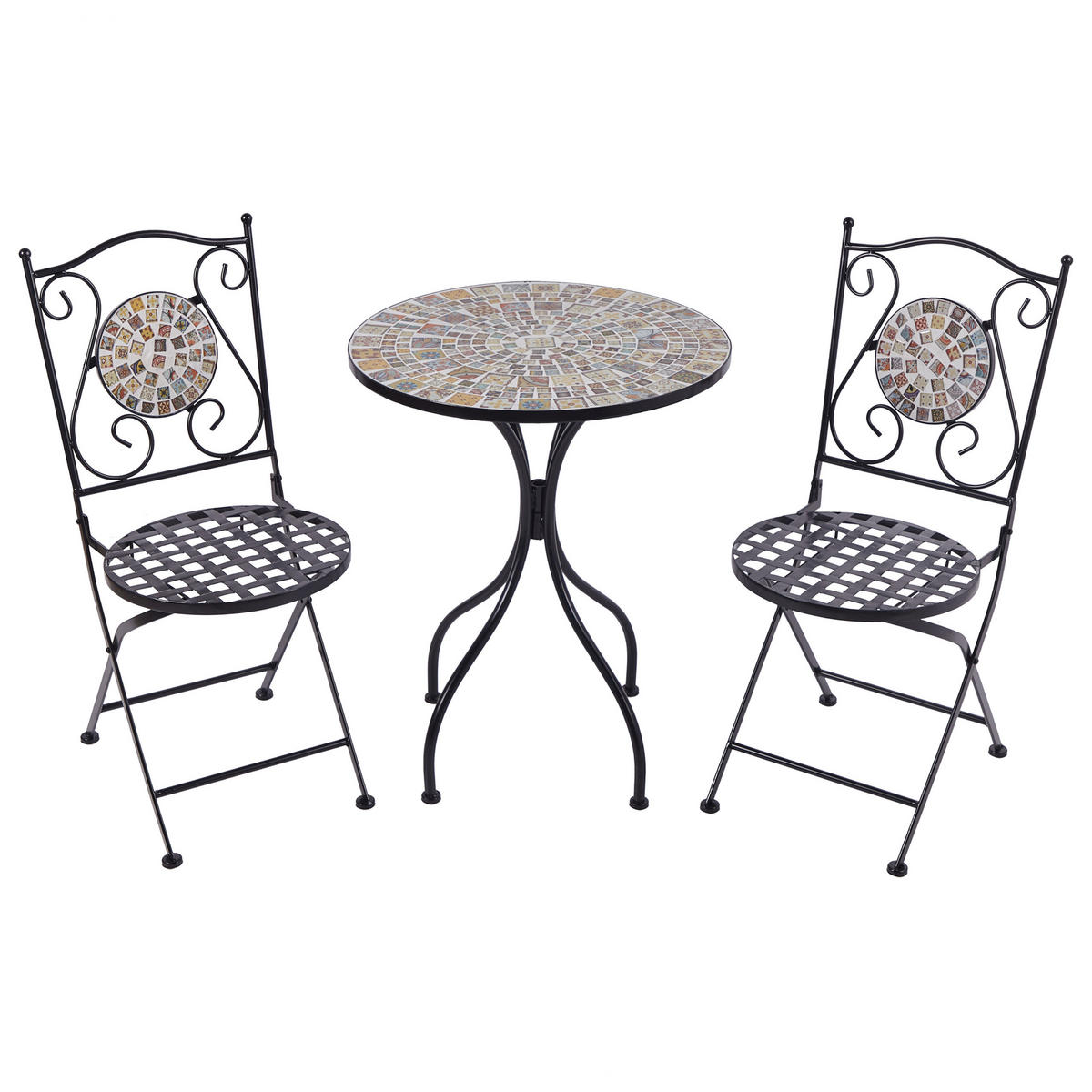 BISTRO-SET 2er Schwarz Casario - Multicolor/Schwarz, Metall - Beliani