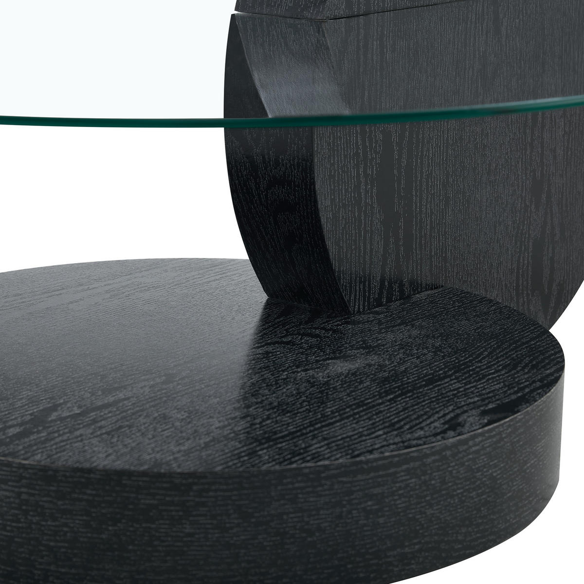 COUCHTISCH aus MDF & Glas Ø50/70 cm in Schwarz mit 2 Ablagen - Schwarz, Glas (90/90/44cm) - Modfu