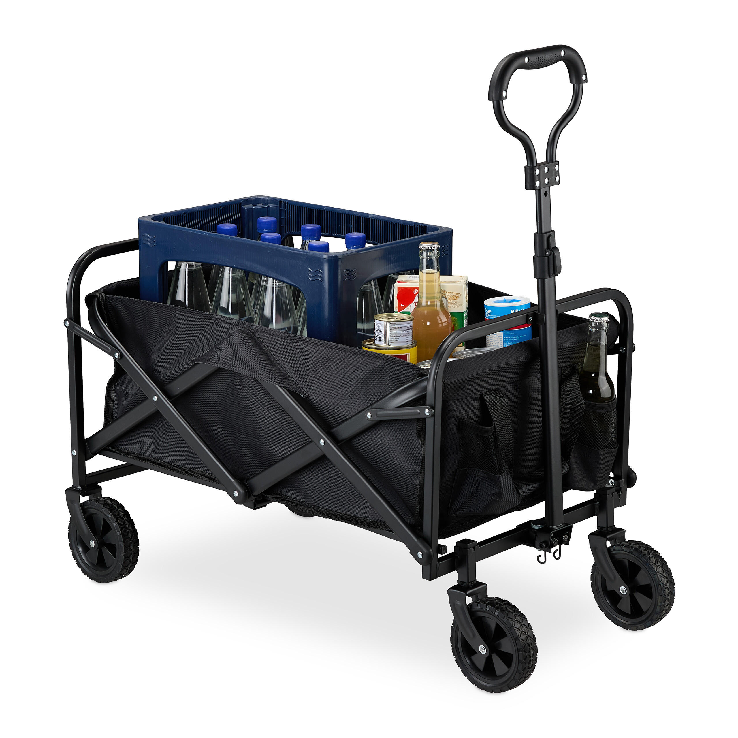 BOLLERWAGEN - Schwarz, Kunststoff/Textil (74/95/48cm) - Relaxdays