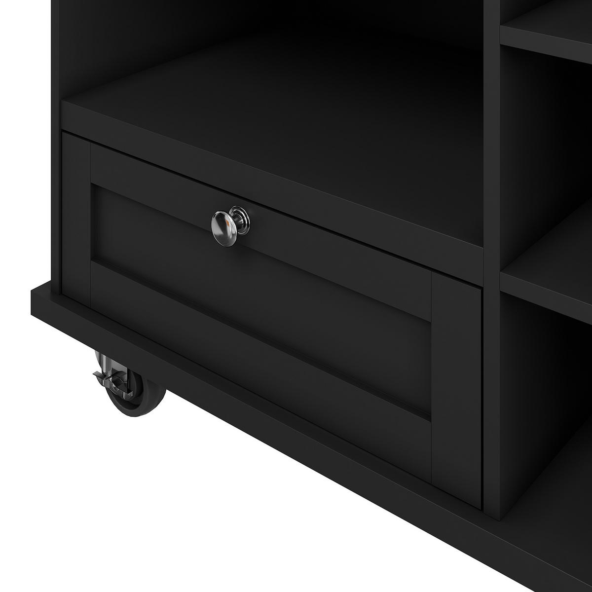 MOBILER Küchenschrank 129x46x96cm Schwarz mit Holzmaserung,Schubladen,Türen - Schwarz, Holzwerkstoff (139/92/46cm) - Modfu