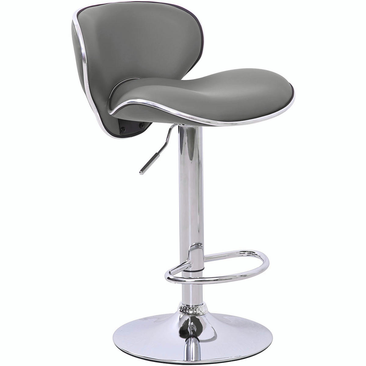 BARHOCKER mit Lehne 2er Set Kunstleder Grau - Silberfarben/Grau, Textil (45/97/48cm) - SVITA