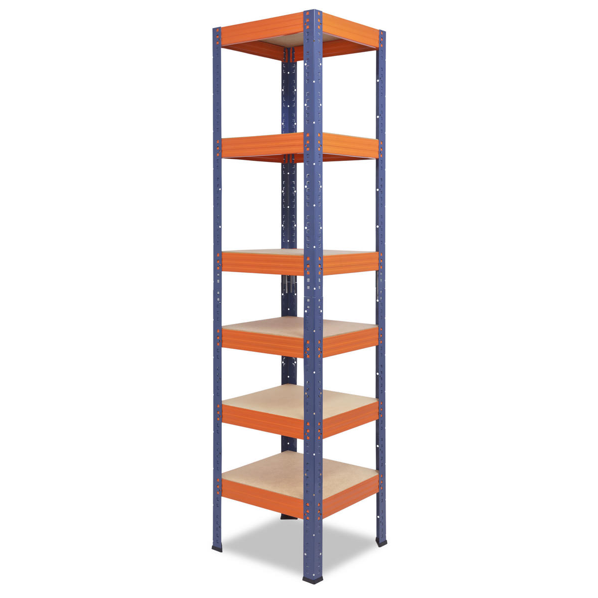 SCHWERLASTREGAL PRO 180x50x50 cm in blau-orange mit 6 Böden und 166 kg Traglast pro Boden - Multicolor, Metall (50/180/50cm) - shelfplaza