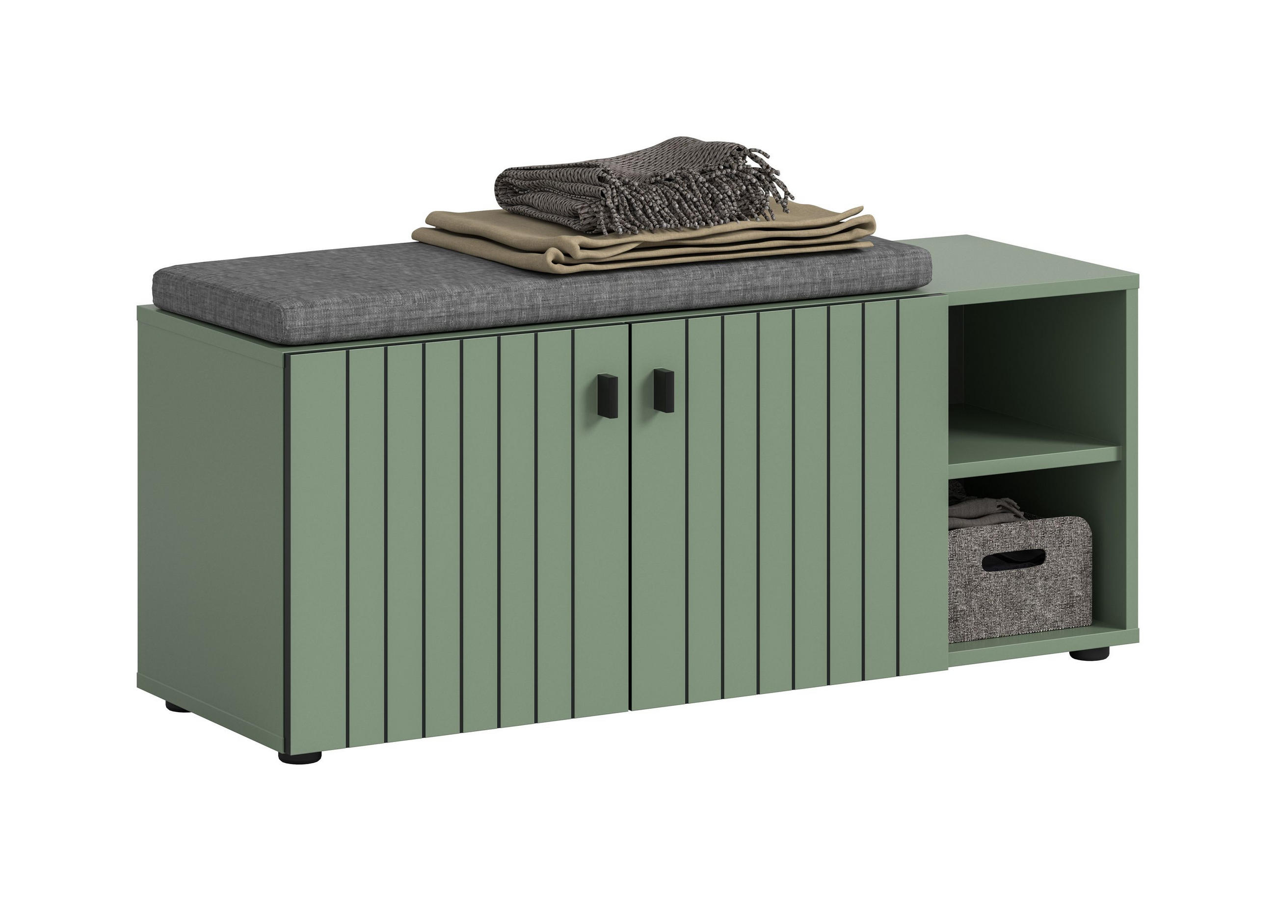 SITZBANK inkl. Sitzkissen STATION 2-tlg. (B/H/T: ca. 106/43/37 cm) in Smoke Green/Smoke Green - Grün, Holzwerkstoff (106/43/37cm)