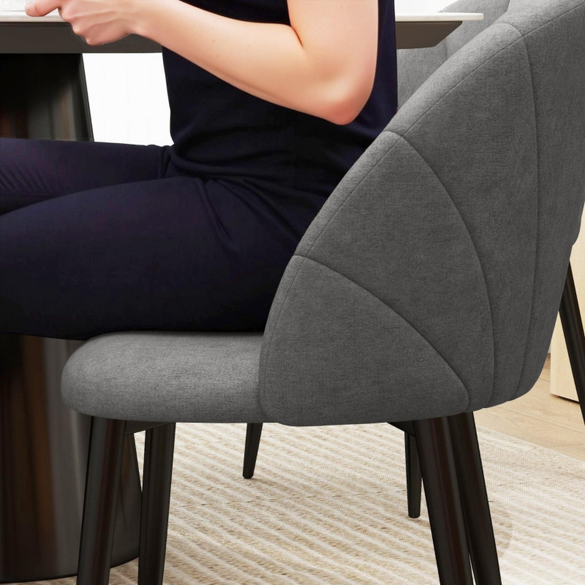 STUHL-SET DE-36048 4 Stück Schalenrücken in Samtoptik Grau - Dunkelgrau, Metall (52/79/54cm) - ComfortXL
