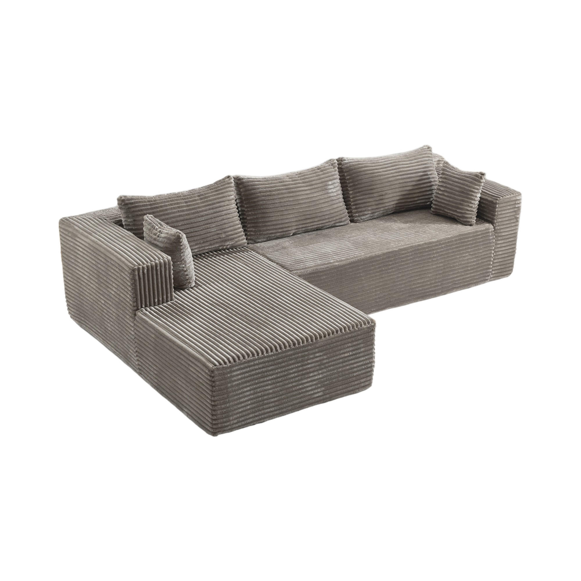SOFA modulares Ecksofa L-Form Cord Grau 2-tlg. - Grau, Kunststoff (179/279cm) - Meubliv