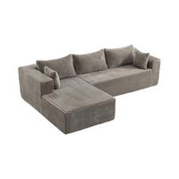 SOFA modulares Ecksofa L-Form Cord Grau 2-tlg. - Grau, Kunststoff (179/279cm) - Meubliv