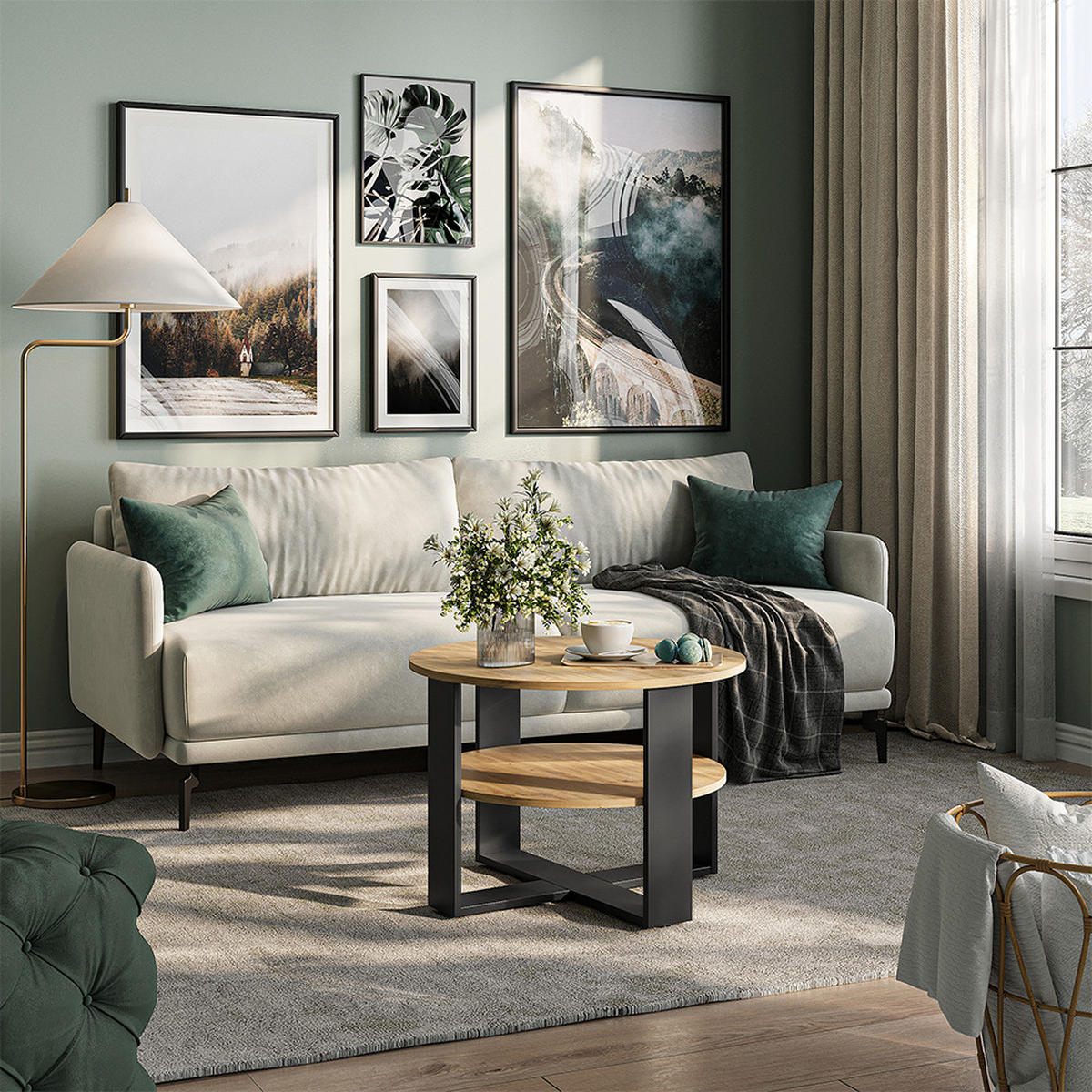 COUCHTISCH Romeo, Anthrazit/Artisan-Eiche, 68 x 68 cm - Anthrazit/Eiche Artisan, Holzwerkstoff (68/68/47cm) - Vicco