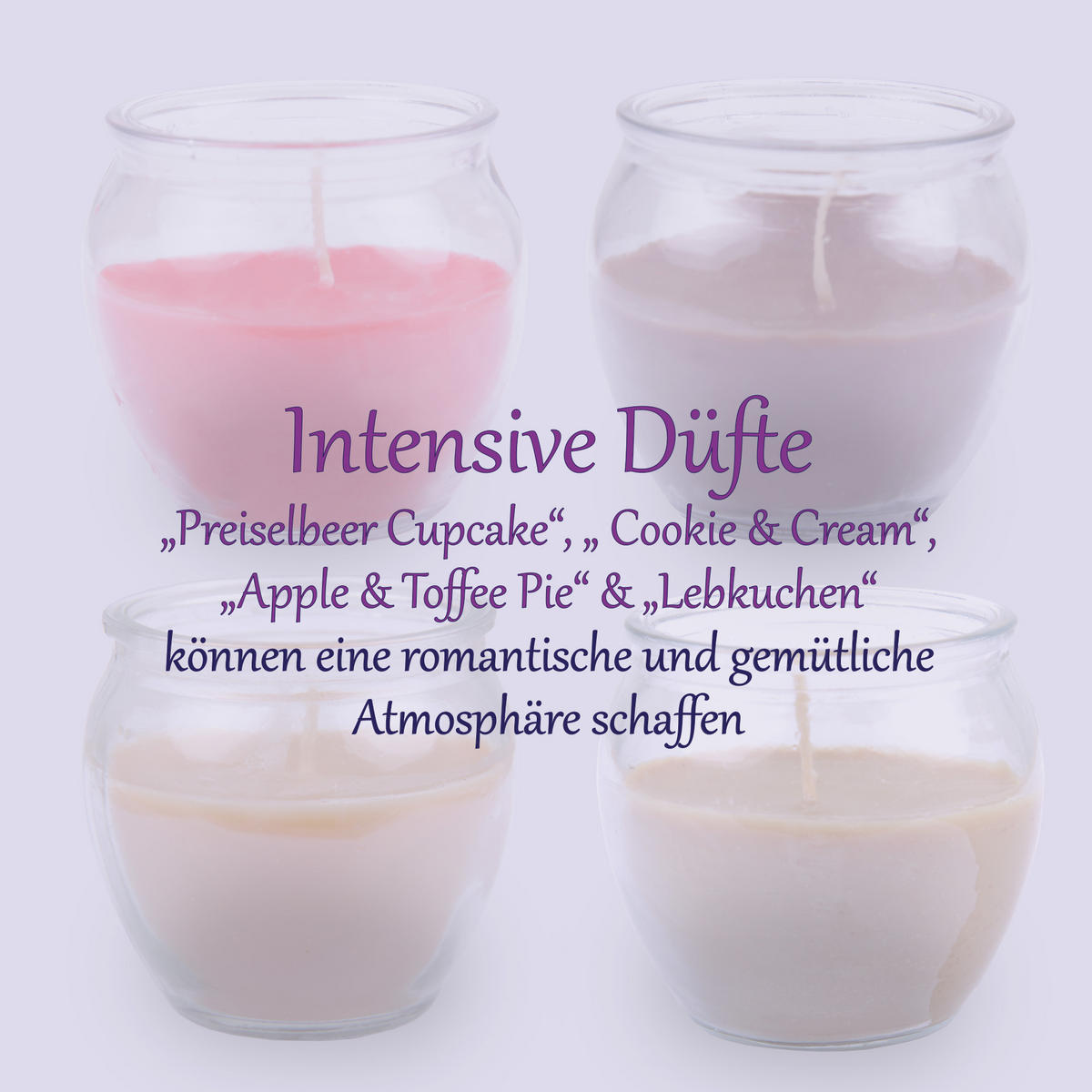 DUFTKERZEN "Selection" - 4 Kerzen im Mix Bakery - Multicolor/Kirschrot, Naturmaterialien (5.8/6cm)
