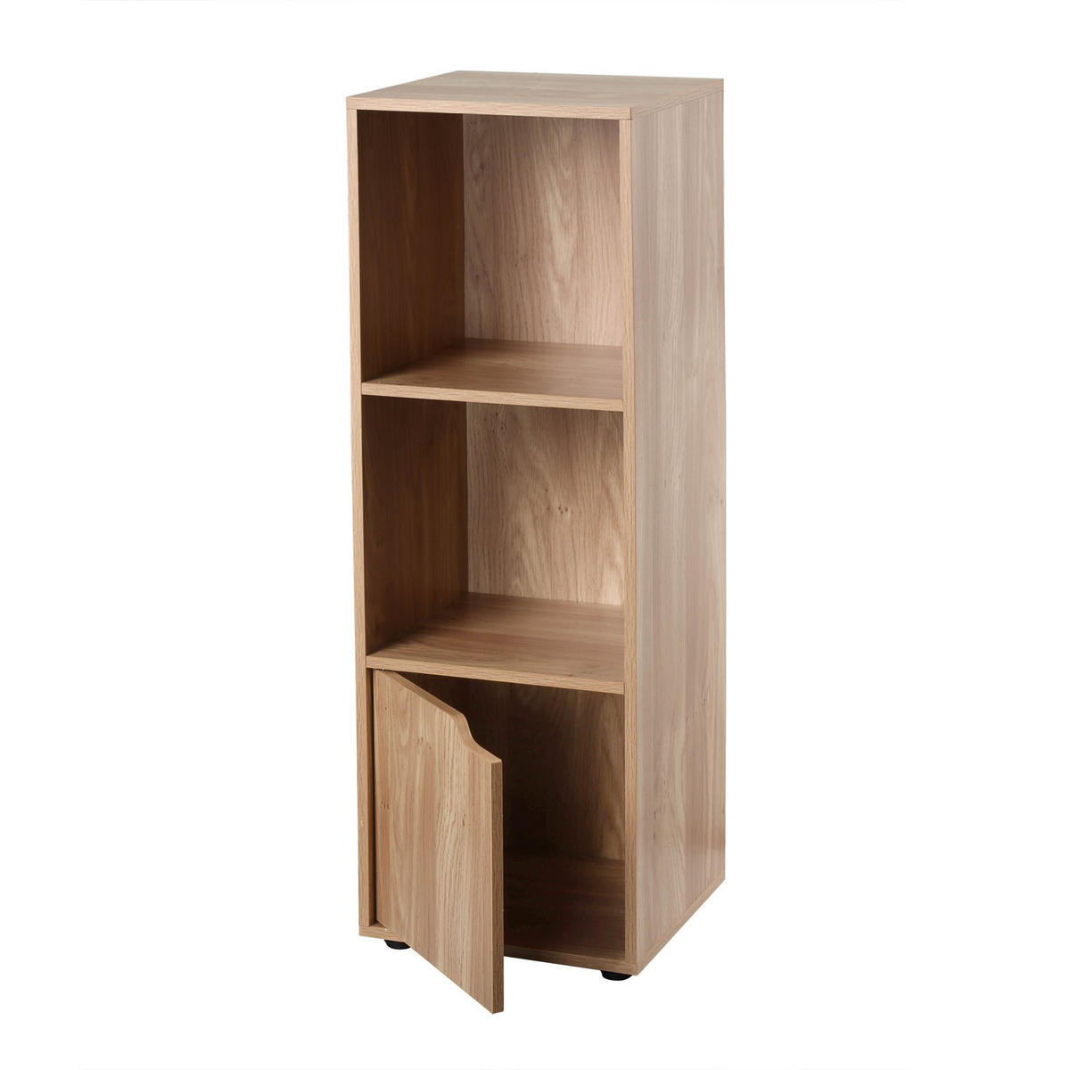 MÖBELSTÜCK mit 3 Fächern und einer Tür 29/90,8/30,7 cm - Eichefarben, Holzwerkstoff (29/90.8/30.7cm) - Calicosy