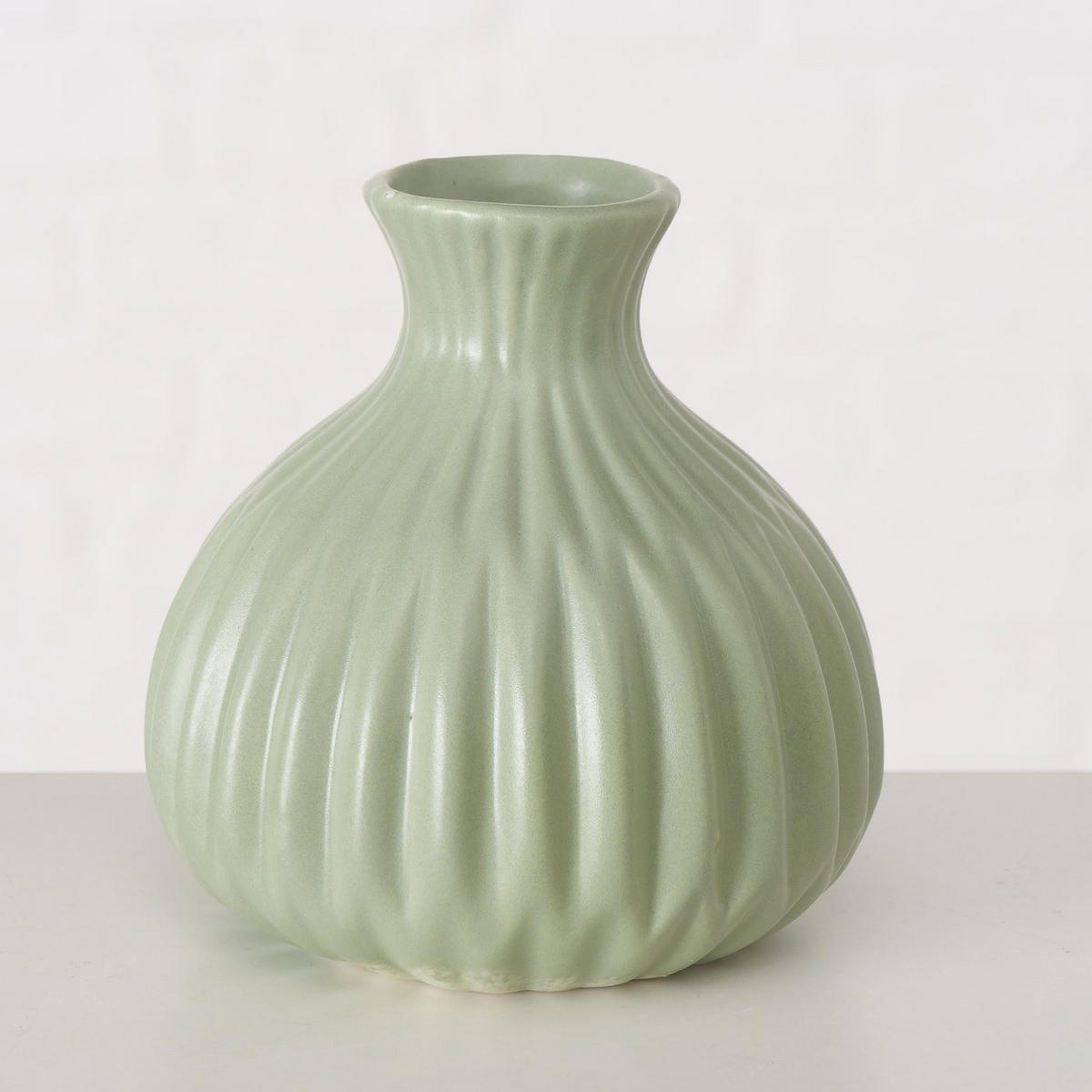 VASE Esko grün gestreift - Grün, Keramik (12cm) - Boltze Home