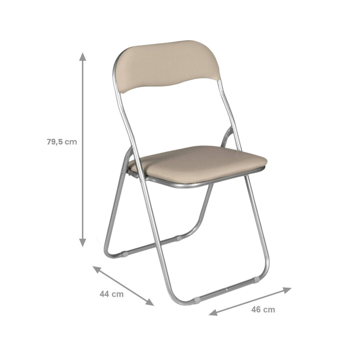 KLAPPSTUHL 4er Set in Metall Beige 47x43h79.5 - Grau, Metall (43/79.5/47cm) - DMORA