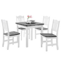 ESSGRUPPE - 5-teilig - Kiefer massiv - Weiß/Kieferfarben, Holz (77/77/74cm) - home24