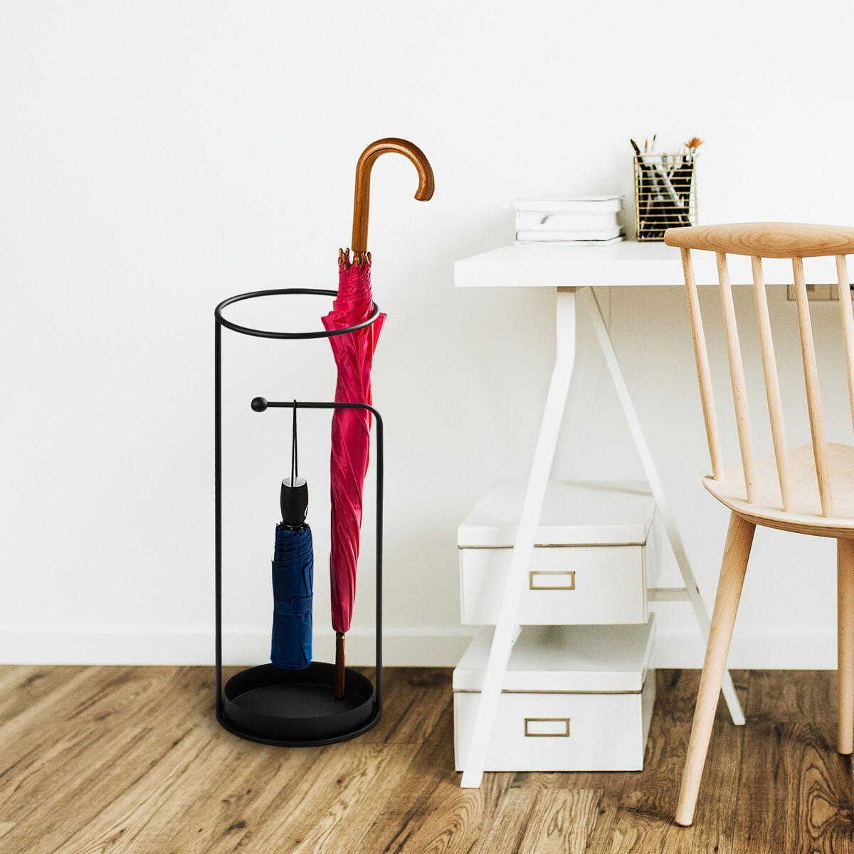 SCHIRMSTÄNDER aus schwarzem Metall 22/22/60 cm - Schwarz, Metall (22/60/22cm) - Calicosy