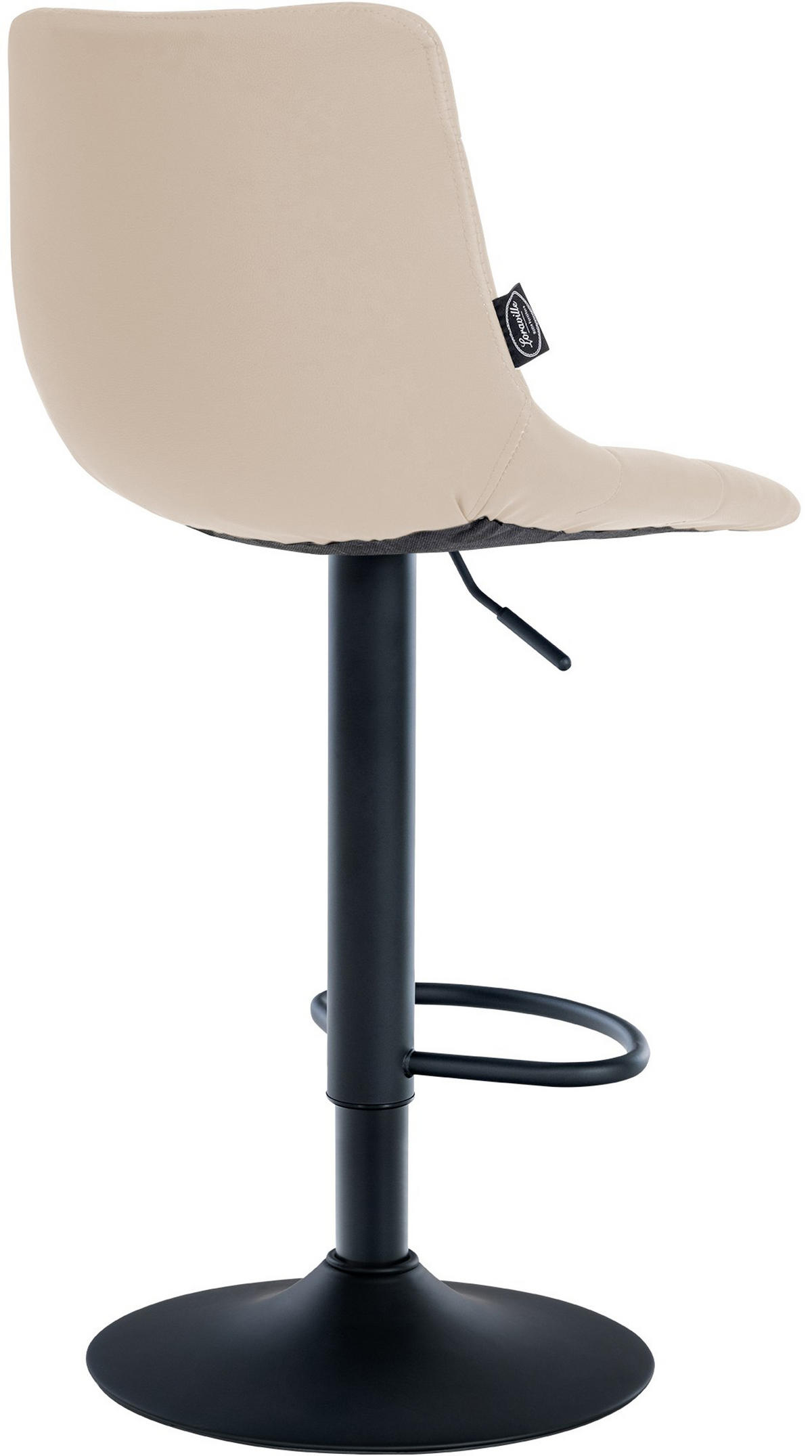 BARHOCKER James Kunstleder schwarz creme - Creme/Schwarz, Kunststoff/Metall (43/108.5/46.5cm) - TPFLiving