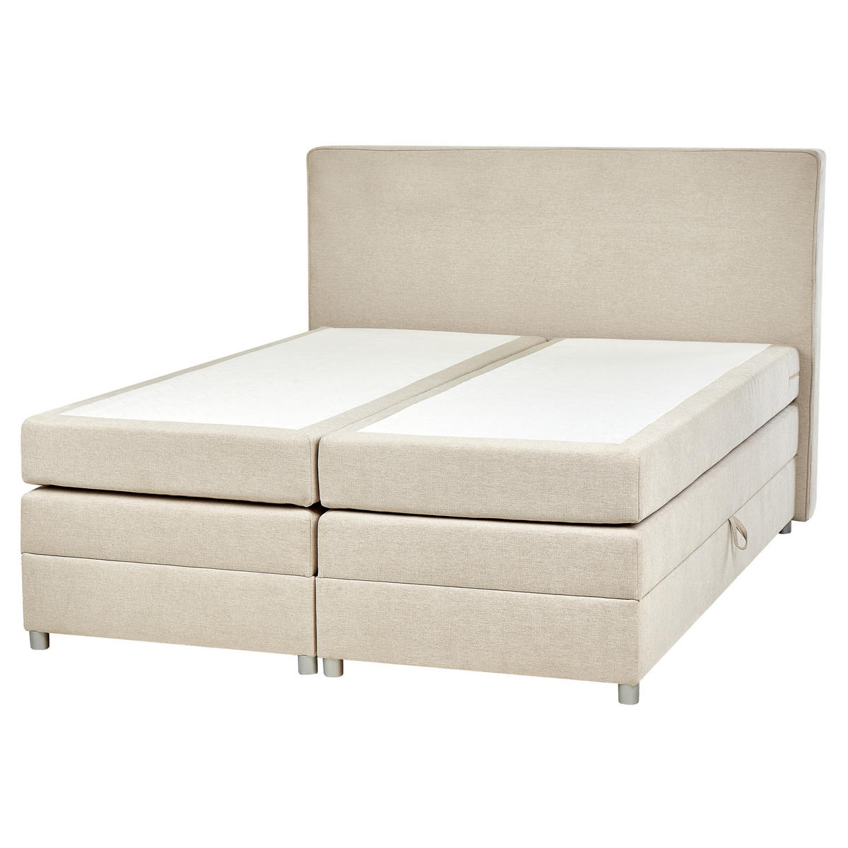 BOXSPRINGBETT 160/200cm Helles Beige Minister - Beige, Textil (160/200cm) - Beliani