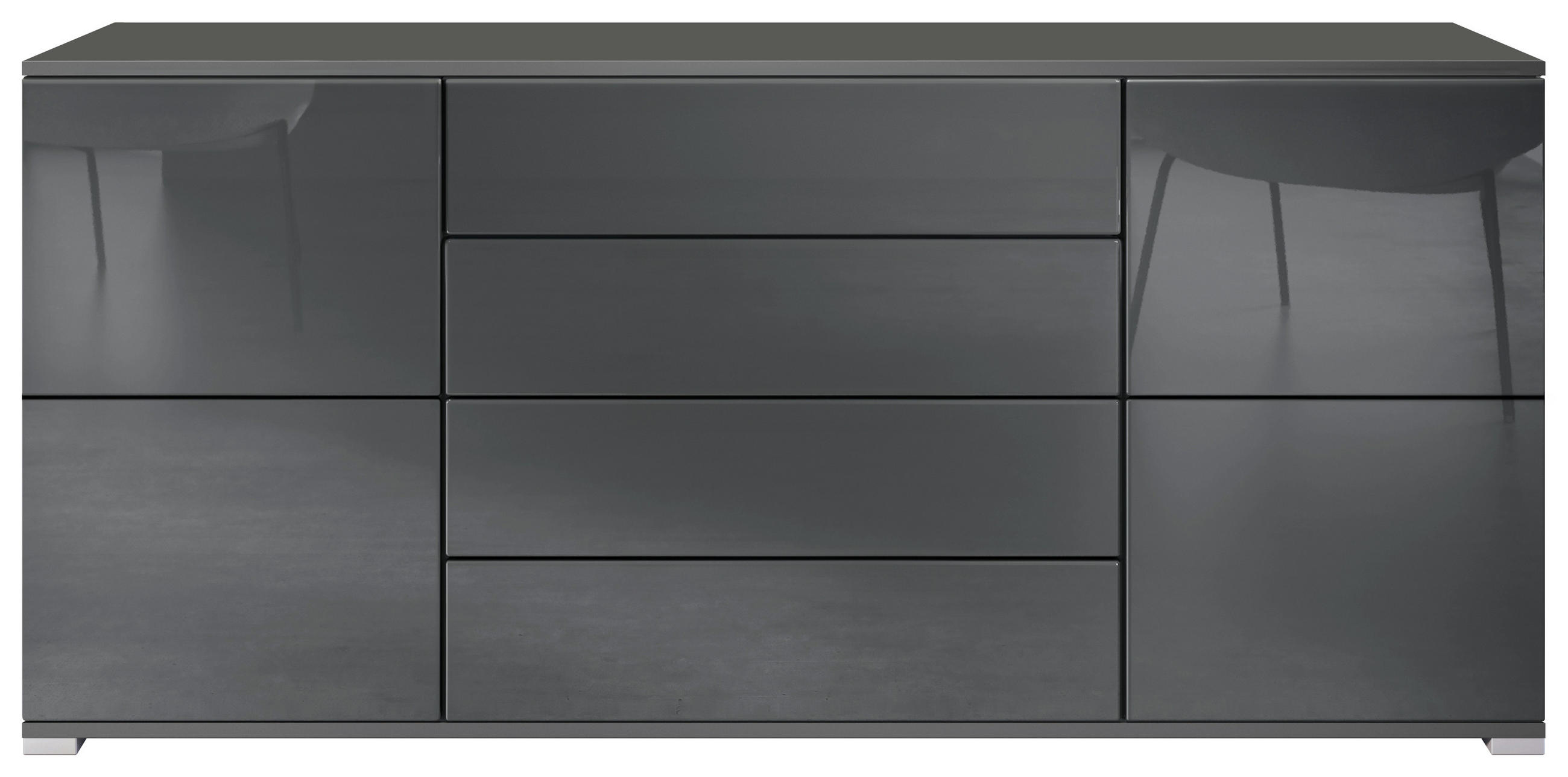 SIDEBOARD Rova Grau Hochglanz - Grau, Holzwerkstoff (166.5/75.5/35cm) - Vladon