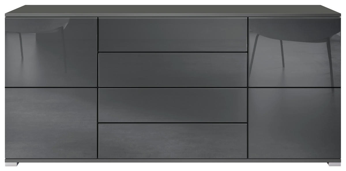 SIDEBOARD Rova Grau Hochglanz - Grau, Holzwerkstoff (166.5/75.5/35cm) - Vladon