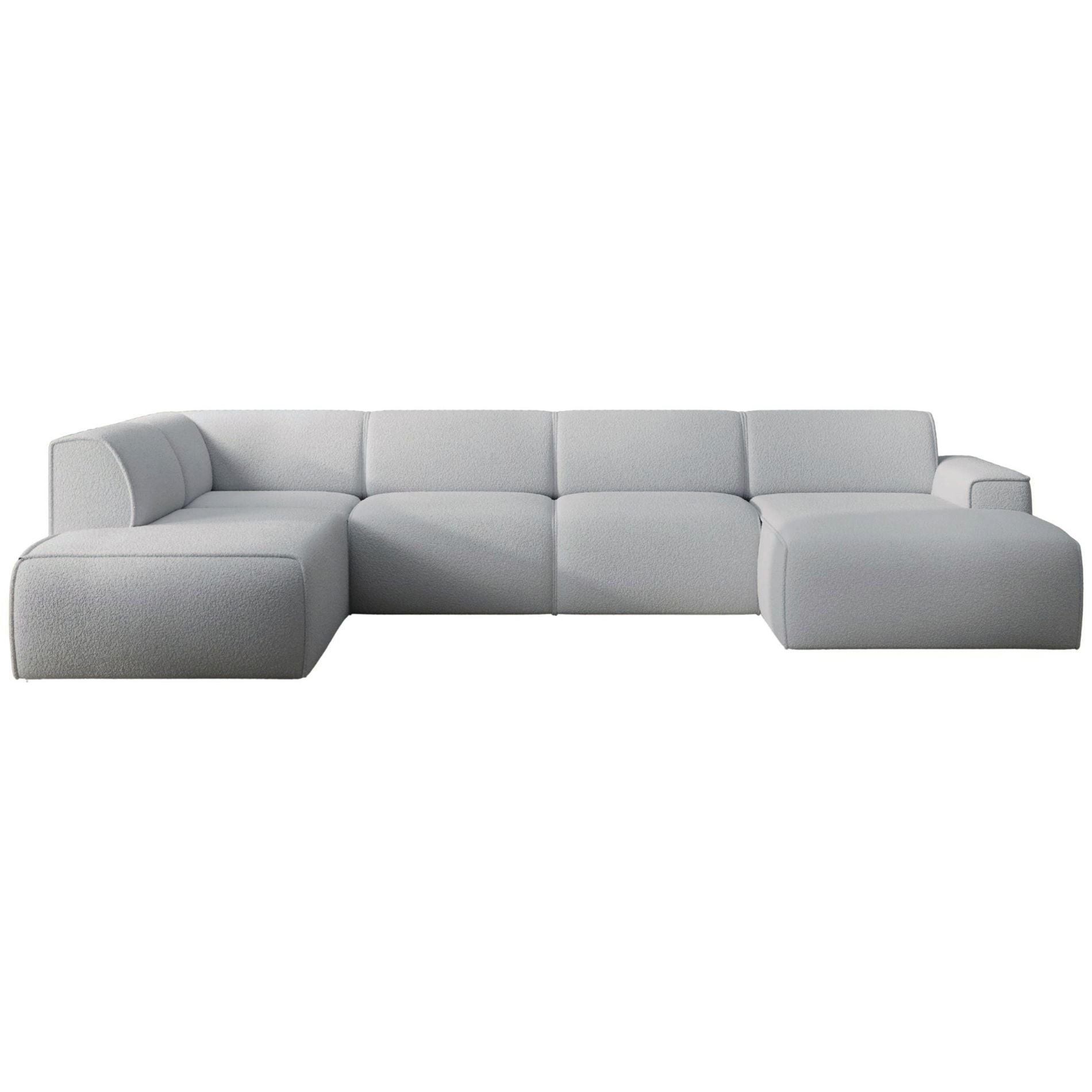 WOHNLANDSCHAFT Bouvi Hellgrau links - Hellgrau/Schwarz, Kunststoff/Textil (378/220cm) - Selsey