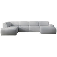 WOHNLANDSCHAFT Bouvi Hellgrau links - Hellgrau/Schwarz, Kunststoff/Textil (378/220cm) - Selsey