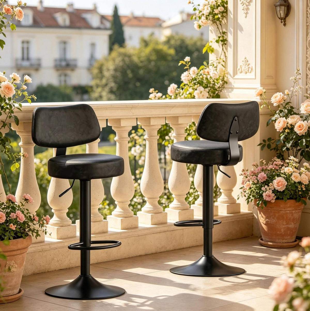 BARHOCKER 2er-Set höhenverstellbar 41 x 41 x 84-109 cm Anthrazit - Anthrazit, Metall (41/109/41cm) - Meubliv